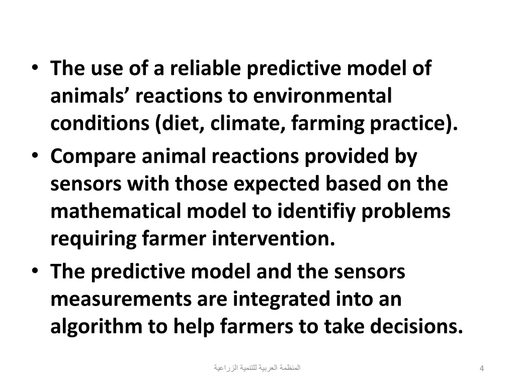 the use of a reliable predictive model of animals