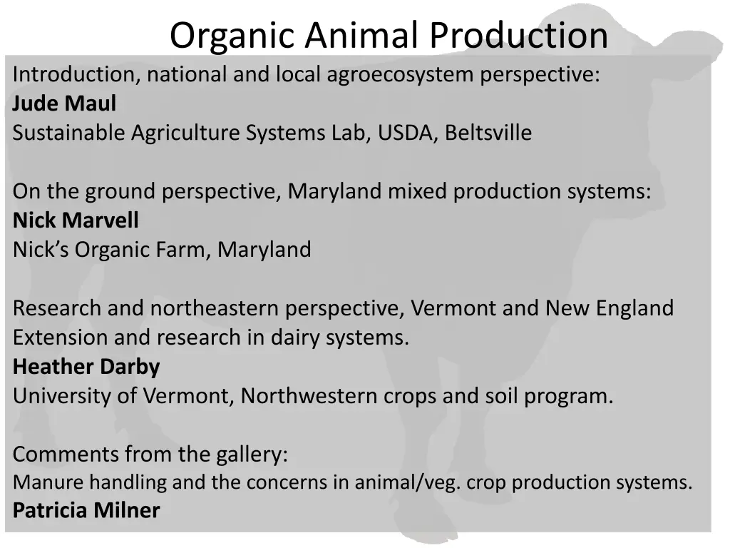 organic animal production introduction national