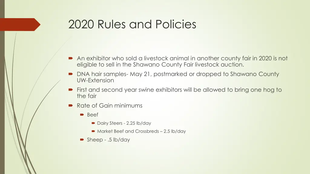 2020 rules and policies