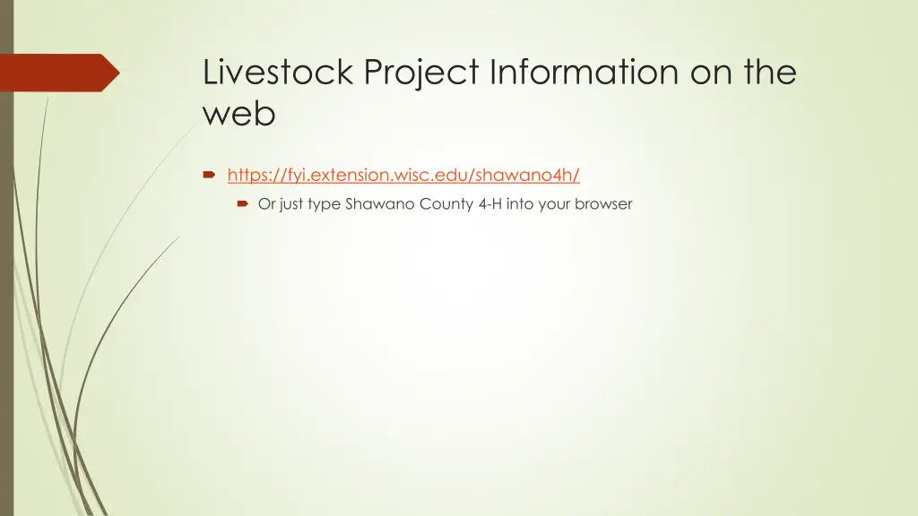 livestock project information on the web