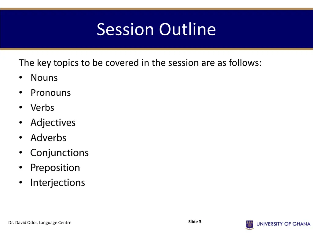 session outline