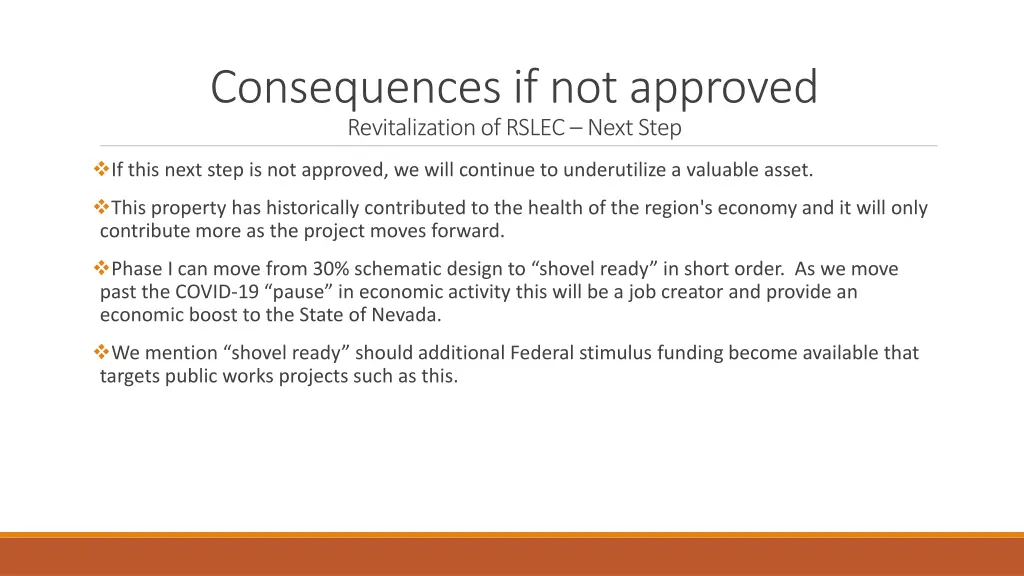 consequences if not approved revitalization