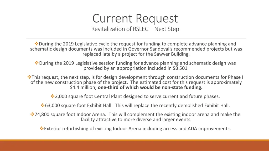 current request revitalization of rslec next step