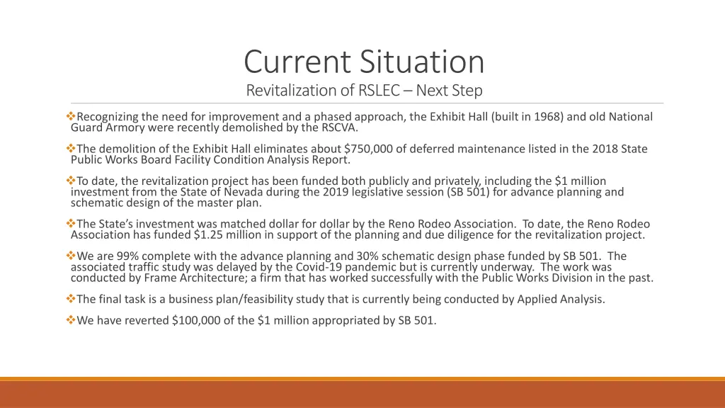 current situation revitalization of rslec next