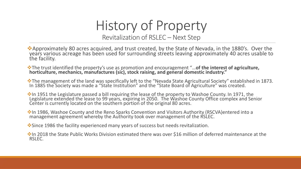 history of property revitalization of rslec next