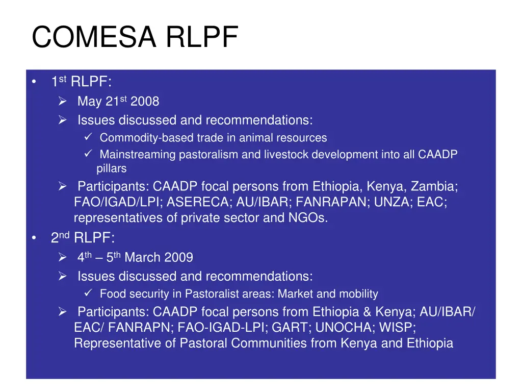 comesa rlpf