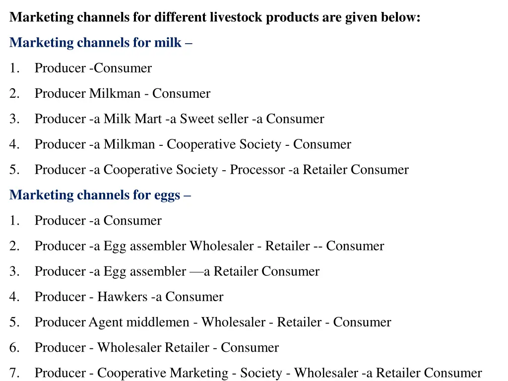 marketing channels for different livestock