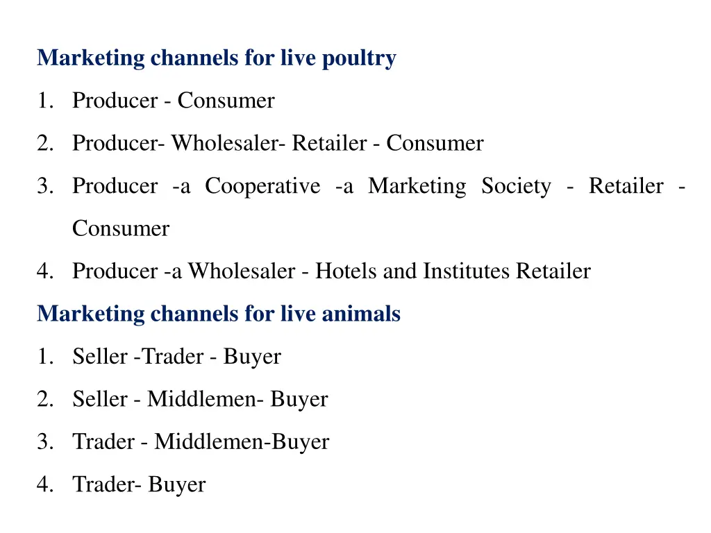 marketing channels for live poultry