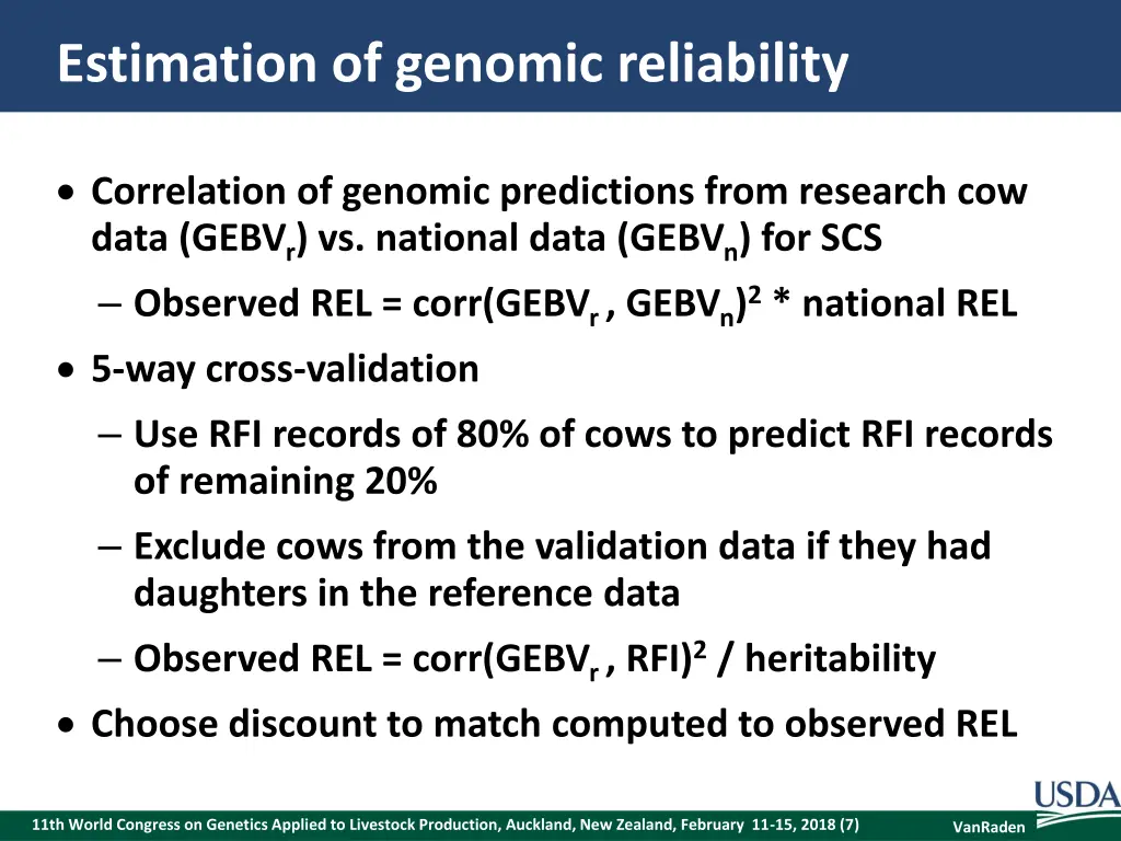 estimation of genomic reliability