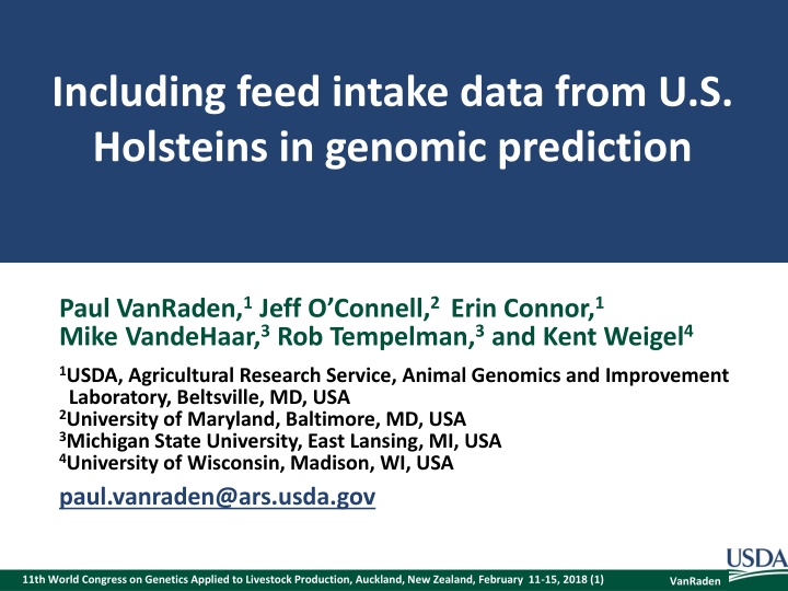 including feed intake data from u s holsteins