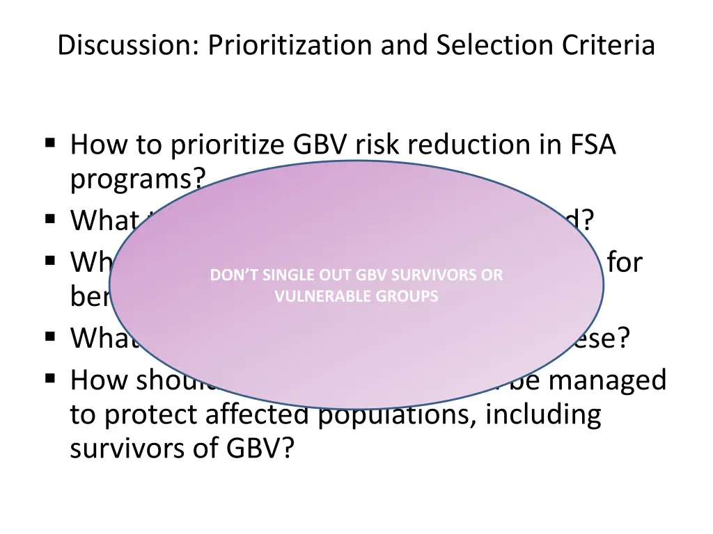 discussion prioritization and selection criteria