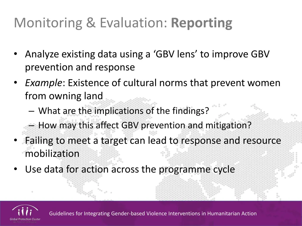 monitoring evaluation reporting