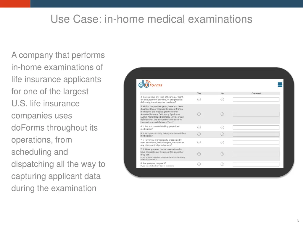 use case in home medical examinations