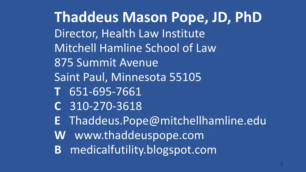 thaddeus mason pope jd phd director health