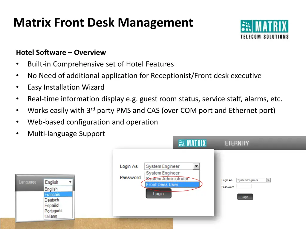 matrix front desk management