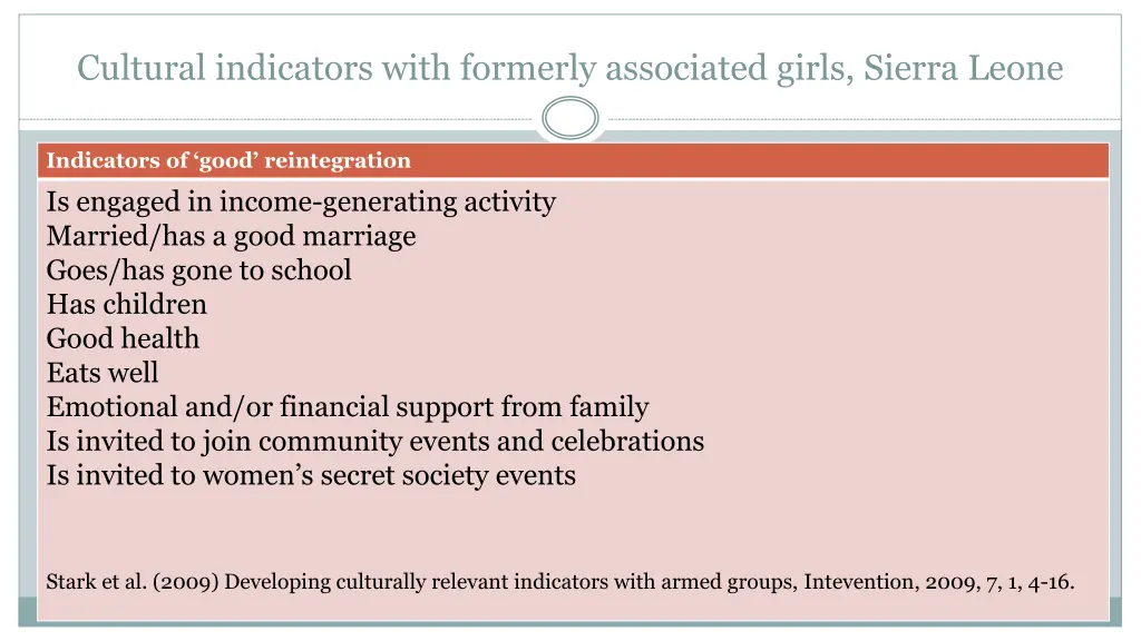 cultural indicators with formerly associated