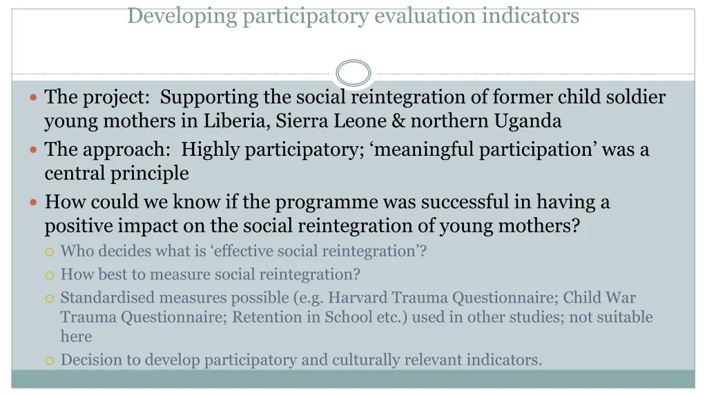 developing participatory evaluation indicators