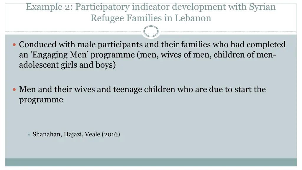 example 2 participatory indicator development