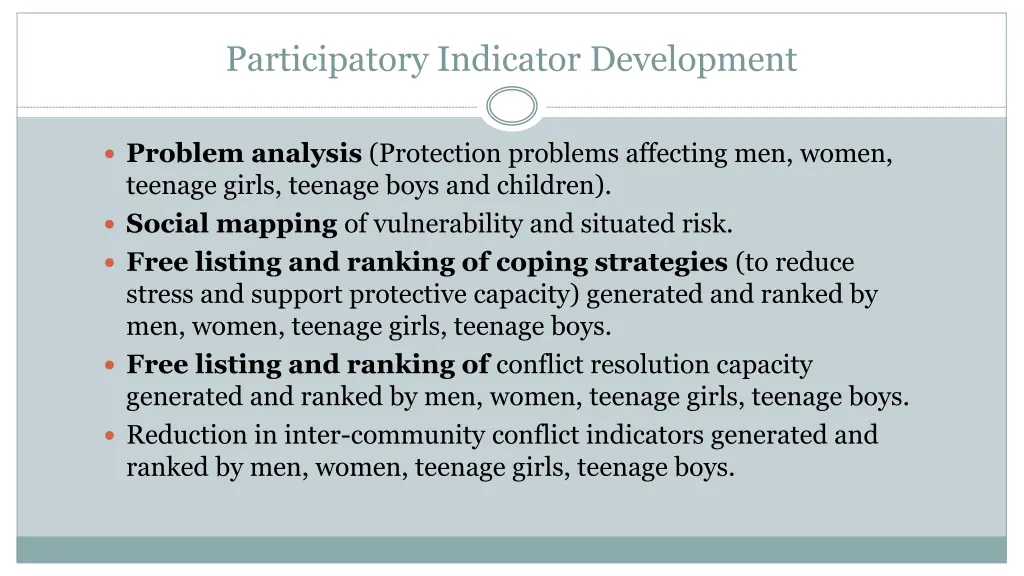 participatory indicator development