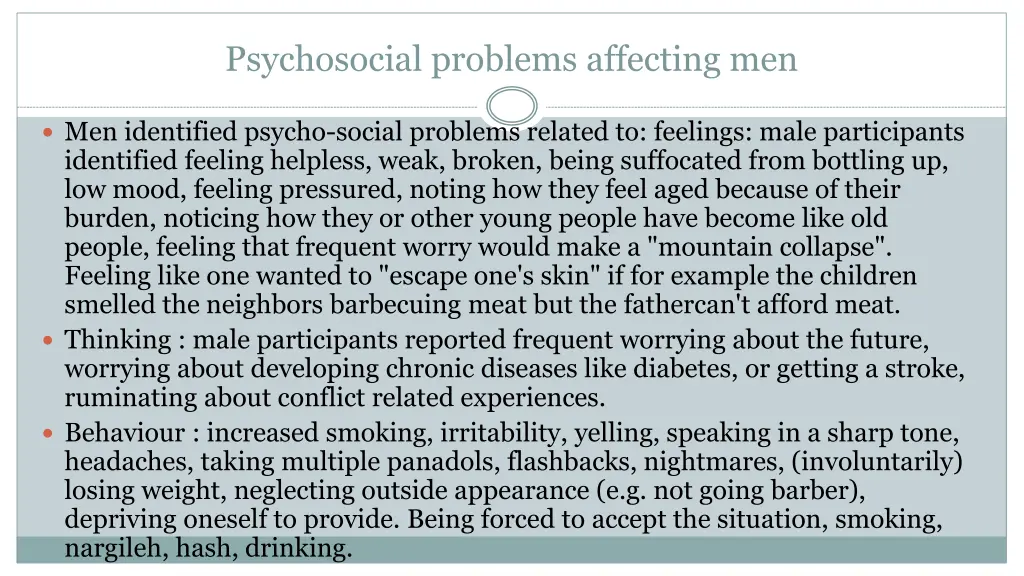 psychosocial problems affecting men