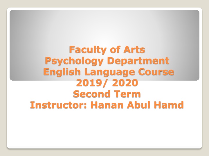 faculty of arts psychology department english