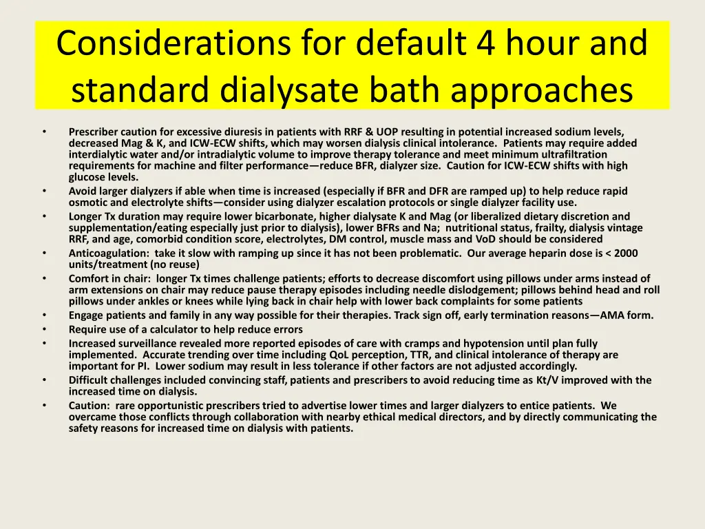 considerations for default 4 hour and standard