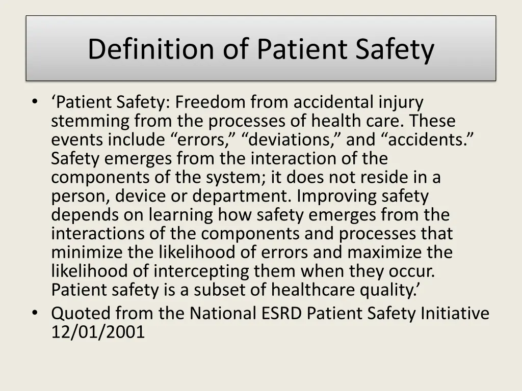 definition of patient safety