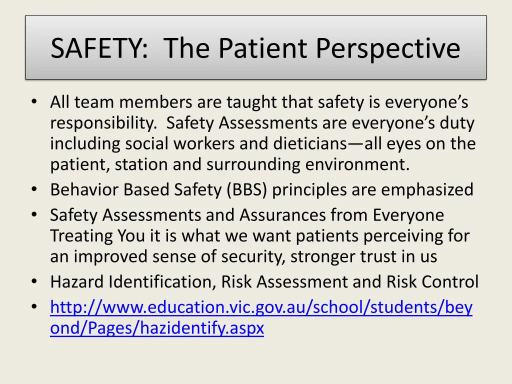 safety the patient perspective