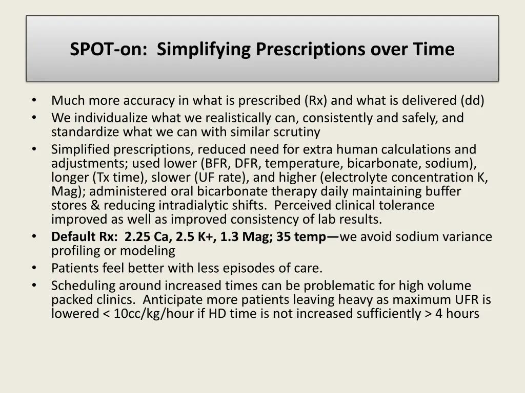 spot on simplifying prescriptions over time