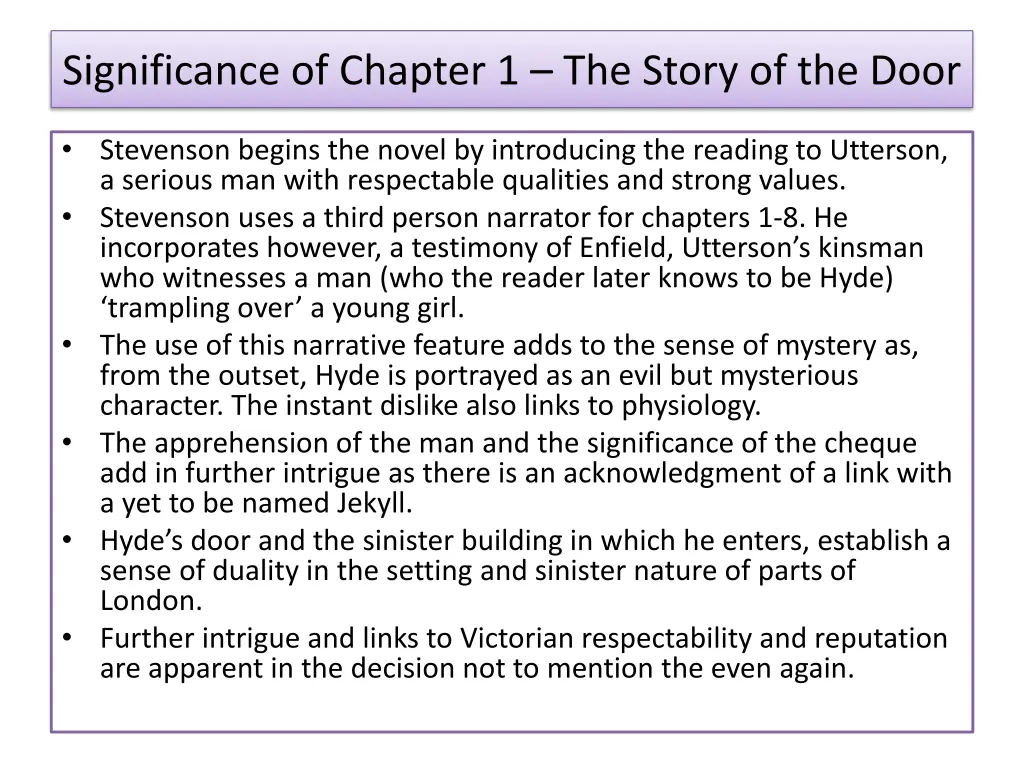 significance of chapter 1 the story of the door