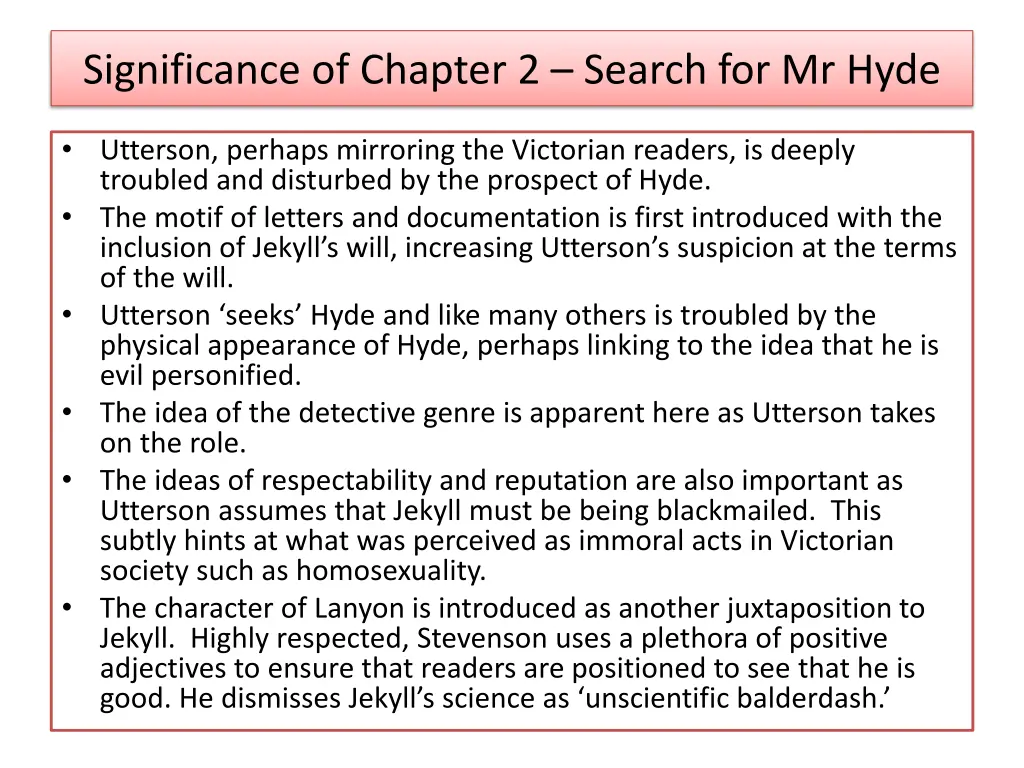 significance of chapter 2 search for mr hyde