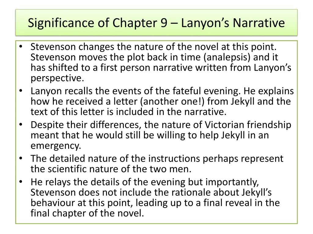 significance of chapter 9 lanyon s narrative