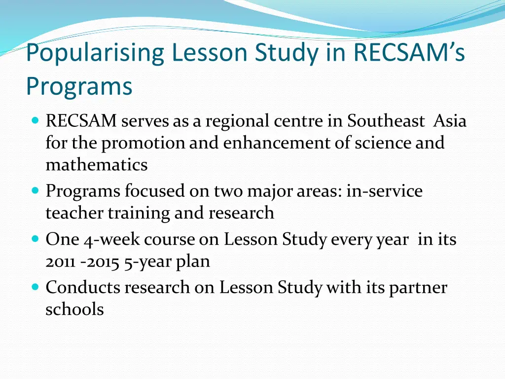 popularising lesson study in recsam s programs