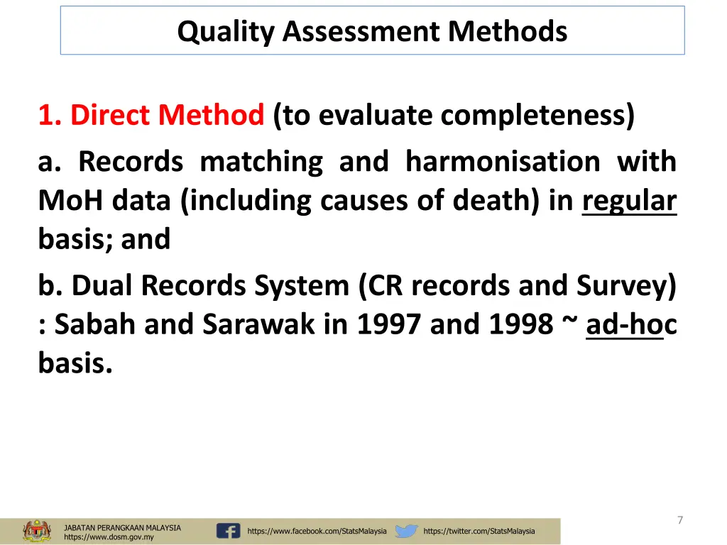 quality assessment methods