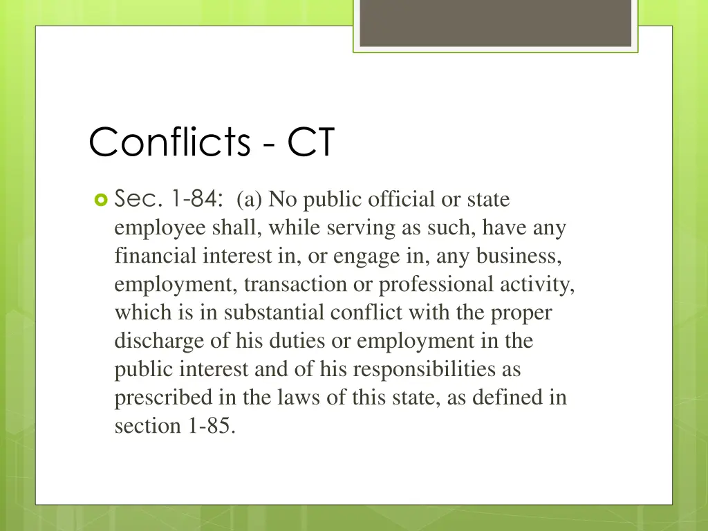 conflicts ct