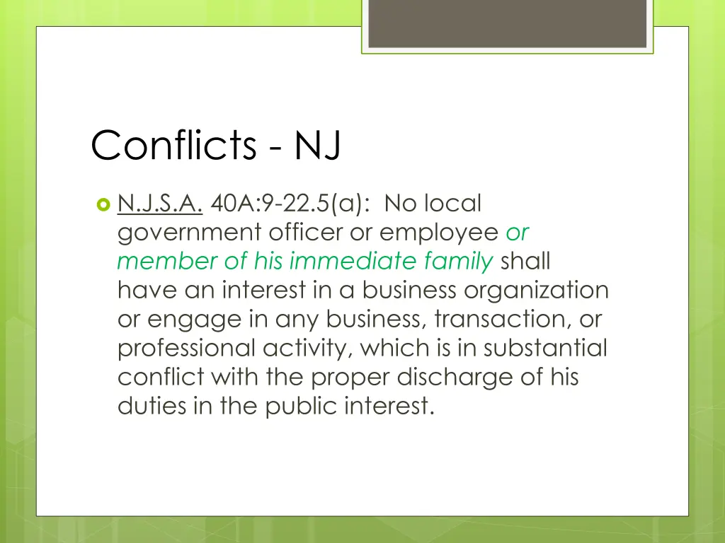 conflicts nj