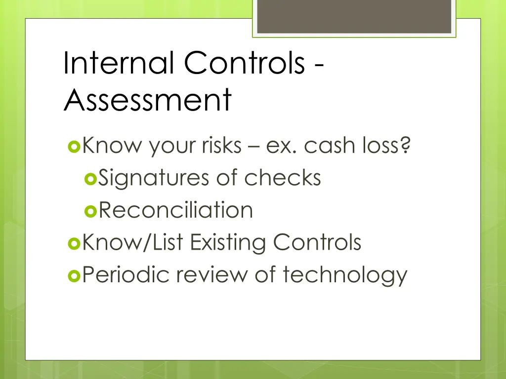 internal controls assessment