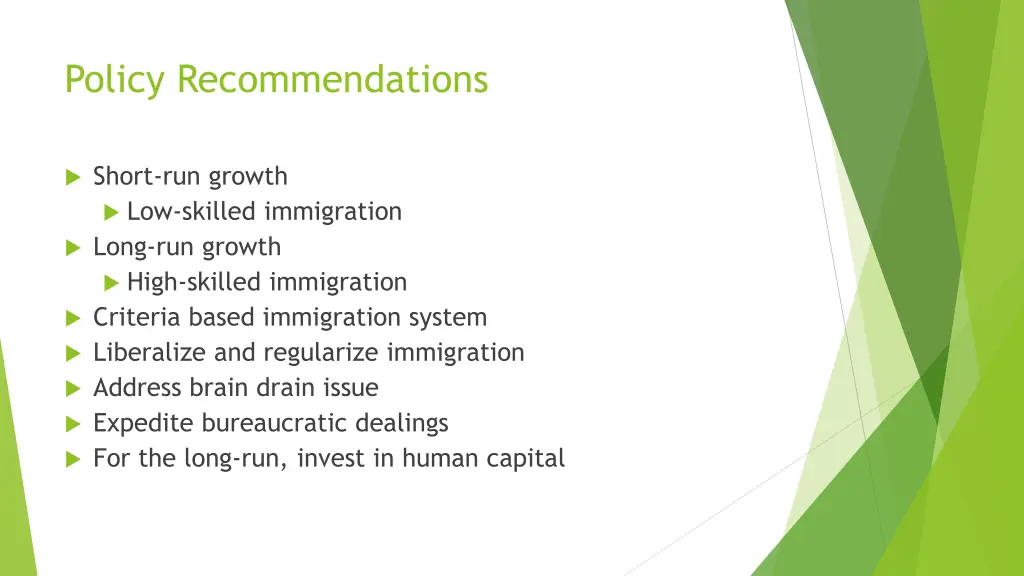 policy recommendations