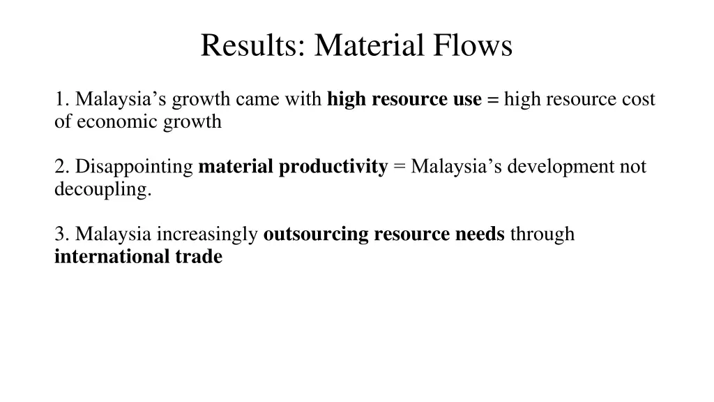 results material flows