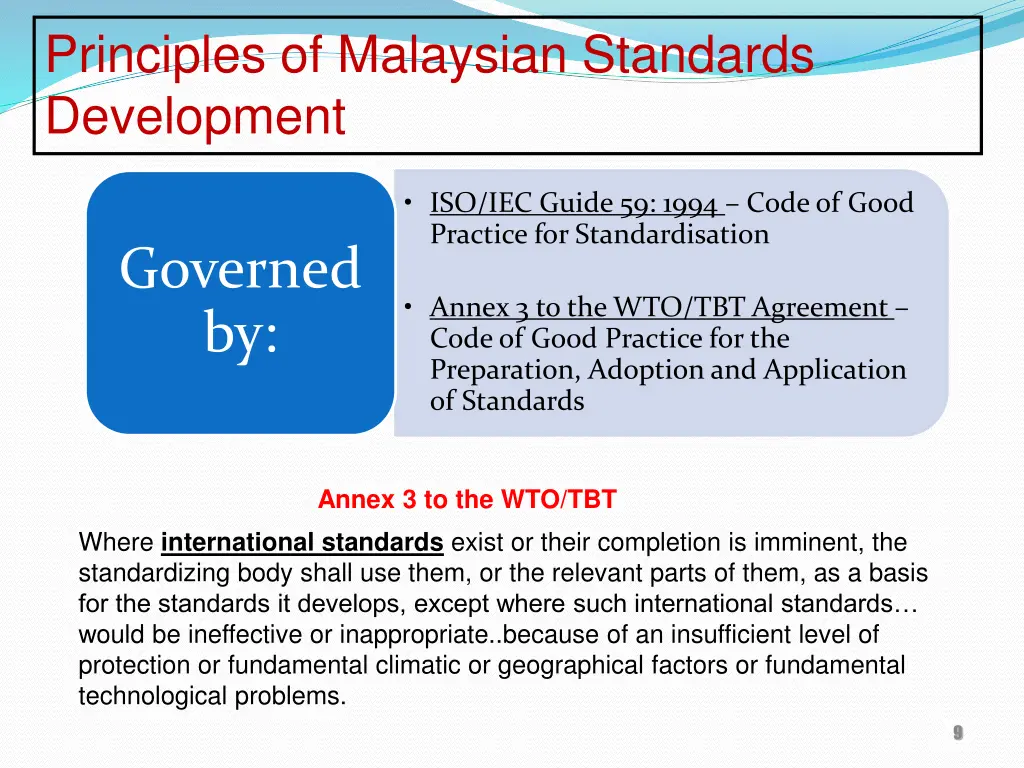 principles of malaysian standards development