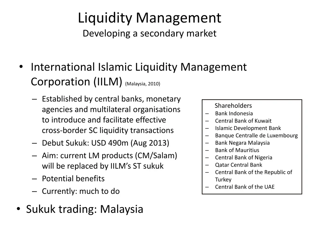 liquidity management developing a secondary market 2