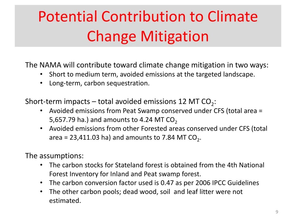 potential contribution to climate change