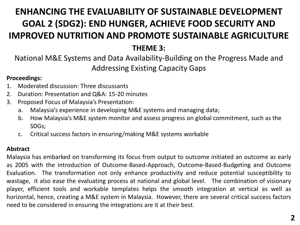 enhancing the evaluability of sustainable 1