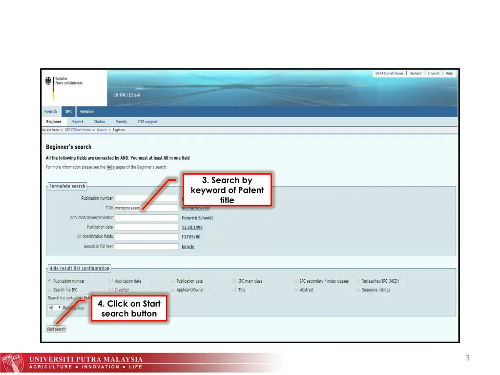 3 search by keyword of patent title