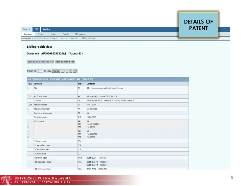 details of patent