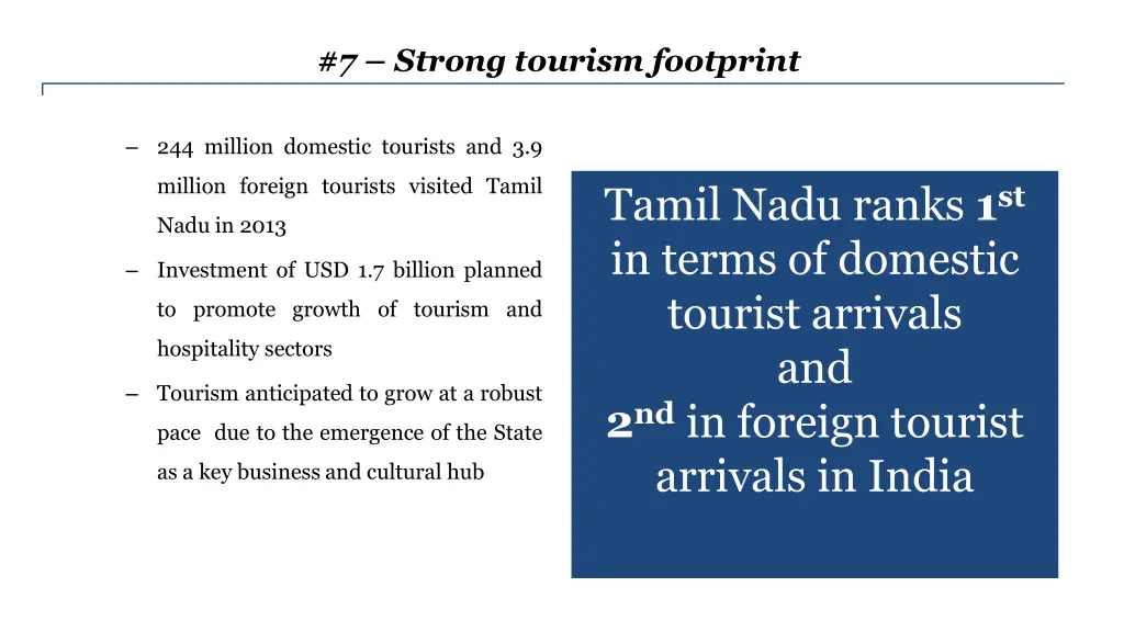 7 strong tourism footprint