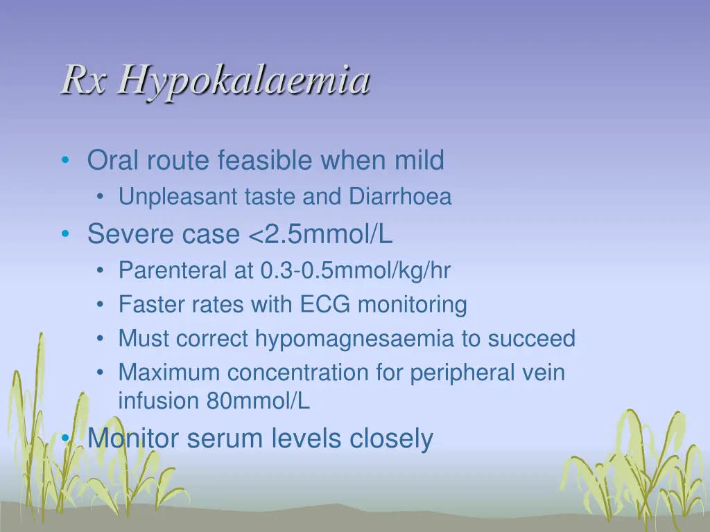 rx hypokalaemia