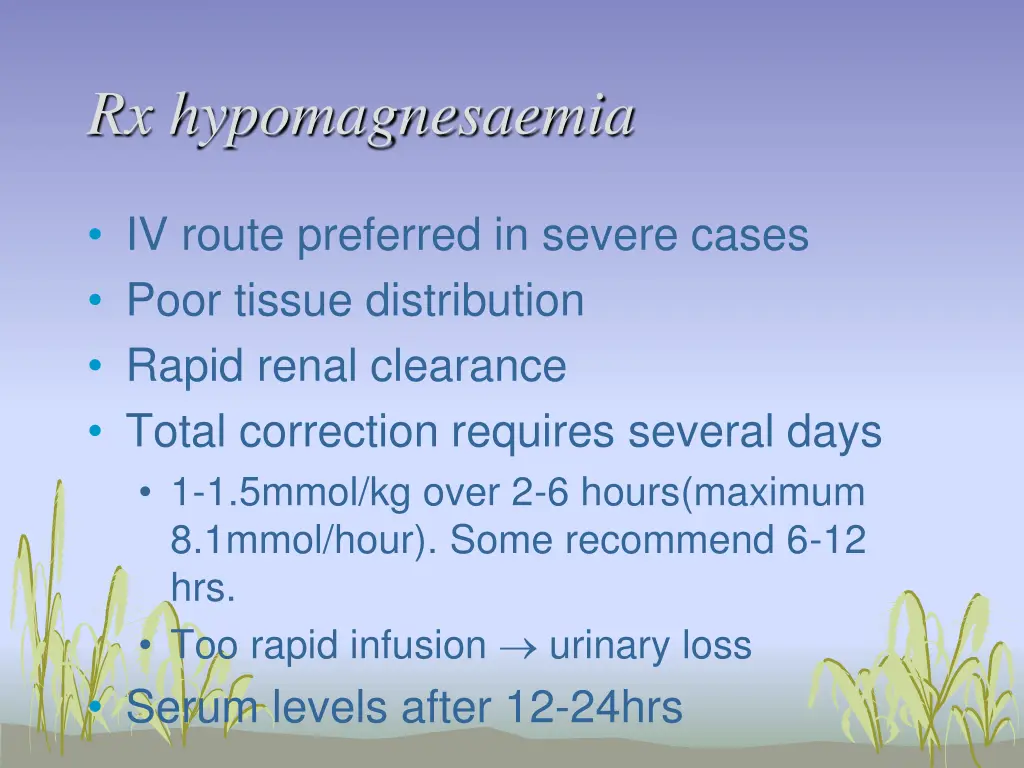 rx hypomagnesaemia