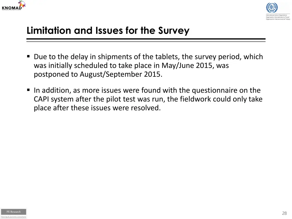 limitation and issues for the survey