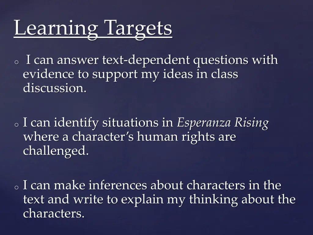 learning targets